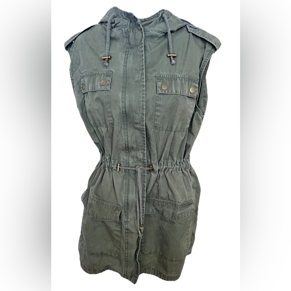 BANANA REPUBLIC Army Green Explorer Hooded Anorak Style Vest Women’s Small